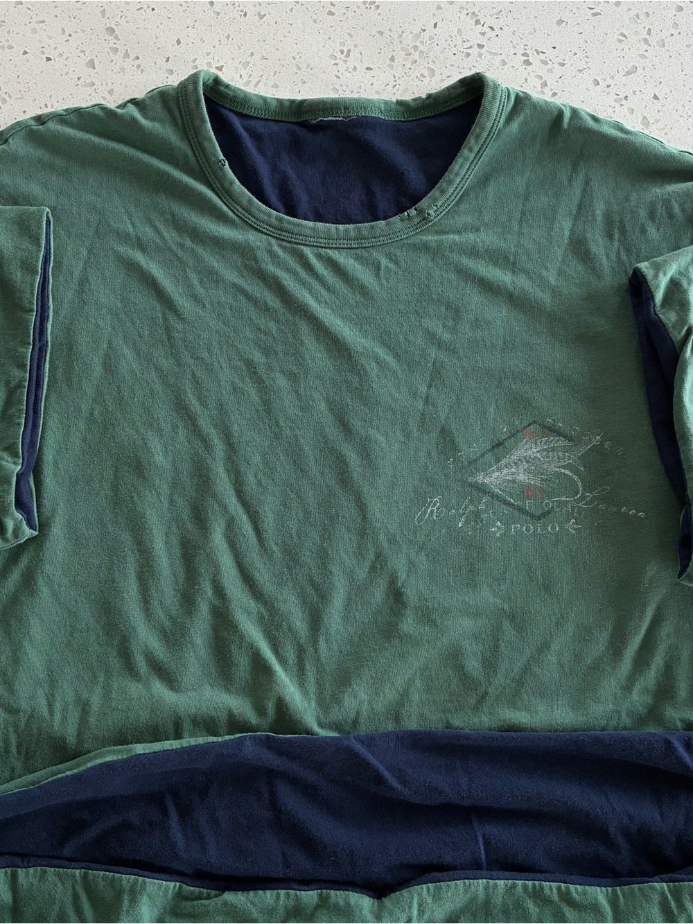 000 - VINTAGE 90s POLO RALPH LAUREN REVERSIBLE DOUBLE FACE T SHIRT